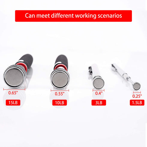 Magnetic Pick Up Tool 4 Pack, Telescopic Magnet Stick (1.5LB 3LB 10LB 15LB) Birthday for Men, Dad, Husband, Christmas for Men Him Stocking Stuffer...