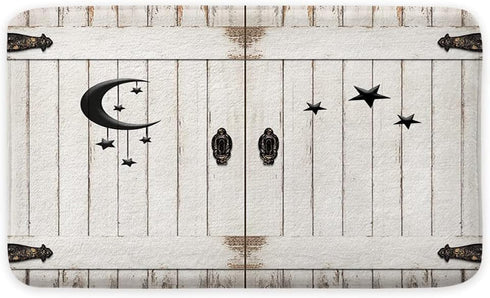JAWO Country Barn Door Bathroom Rug, Non Slip Bath Mat Rustic Wooden White Wood Modern Farmhouse Bathroom Accessories Shower Mat...