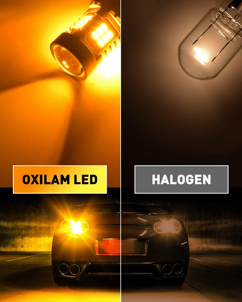 OXILAM 7440 LED Bulbs Amber Yellow 4000LM for Turn Signal Lights with Build-in Load Resistor CANBUS Error Free T20 7440NA 7441 W21W WY21W Blinker ...