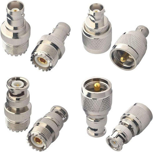 BNC to UHF 4 Type 8 PCS RF Connector Kit Coaxial BNC Male Female to UHF Male Female RF BNC UHF Radios Adapter Kit for Antennas Wireless LAN Device...
