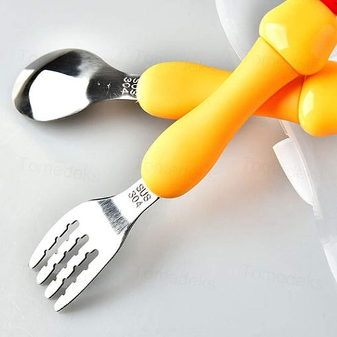 Toddler Utensils, 4 PCS Travel Cutlery Set Baby, Kids Spoon And Fork Self-Feeding, Carrot Child Flatware Sets, Stainless Steel Fun Baby Silverware...