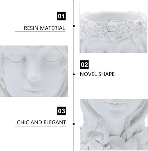Face Flower Pot 1pc Resin Goddess Flower Pot Female Head Vase Face Head Planter Flower Pots Indoor Bonsai Planter Pot Roman Statue Goddess Statue ...