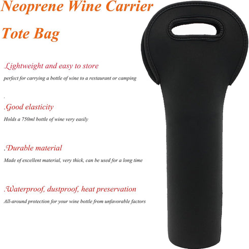Wine Bag Tote Gift Bag, Neoprene Wine Carrier Tote Bag, Insulated Wine Bag for Wine Bottle, Beer Bottle and Water Bottle, Wine Gift Bag for Restau...