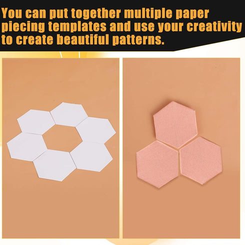 Paper Piecing Paper for Quilting, 300Pcs Hexagon Quilting Template, White Paper Piecing Patterns Sewing Supplies Quilting Accessories Hex Paper fo...