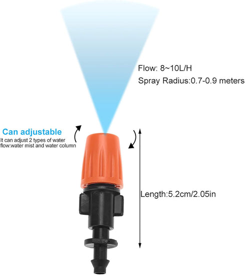 Zerone 50 Pcs Misting Nozzles for Drip Irrigation, Sprinkler Head Atomizer, Adjustable Mist Nozzles Drip Irrigation System Kits...