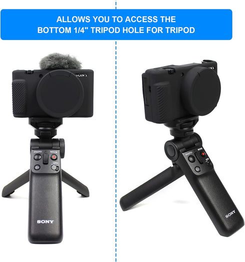 Camera Case for Sony ZV-1 ZV1 ZV 1 Vlog Camera, Camera Cover Body Skin with Removable Lens Cover Buttons Prompts Anti-Scratch Slim Fit Soft Silico...