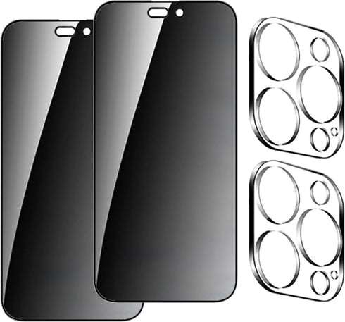 (2 Set 4 Pack 2 PCS Privacy Tempered Glass Anti-Spy Screen Protector Anti-Peeping Film and 2 PCS Camera Lens Protector Suit for iPhone 14 Pro Max...