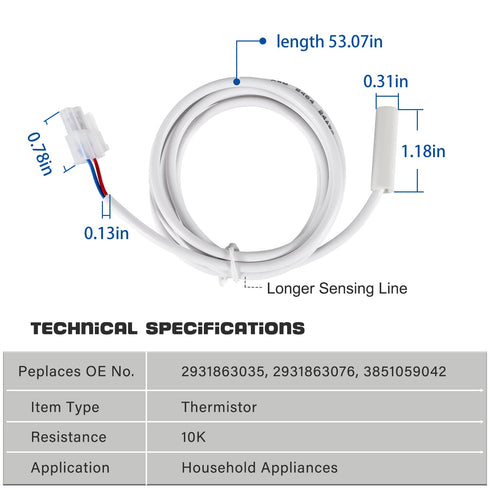 Thermistor for Dometic 3851210025 - RV Refrigerator Sensor Replacement for Dometic Refrigerator - Compatible with RM1350 RM2351 RM2354 RM2410 RM26...