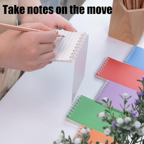 Koogel Top Bound Pocket Notebooks, Small Spiral Memo Pads Lined 3x5 Ruled Pocket Notebook Durable Cover Notebooks 50 Sheets/6 Pads for Office Scho...