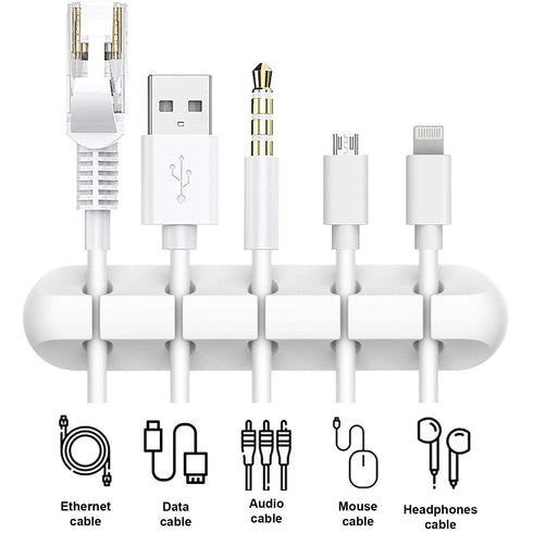 White Cable Clips, Cord Organizer Cable Management, Cable Organizers USB Cable Holder Wire Organizer Cord Clips, 2 Packs Cable Straps for Desk Car...