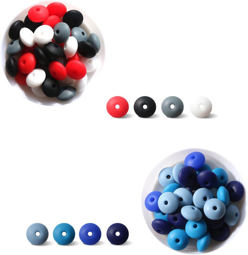 150PCS 12mm Lentil Silicone Beads 7 Color Set DIY Focal Beads Mix Color Silicone Beads for Pens Rubber Beads Loose Beads for Art Craft...