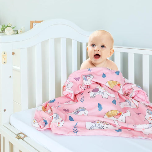 AMROSE Ultra Soft Baby Minky Blanket, Lightweight Skin-Friendly Micro Fleece Baby Blanket with Dotted Backing for Girls, Printed Nursery Crib Bed ...