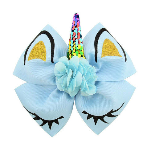 Girls Unicorn Hair Bows with Alligator Hair Clips Cheer Bows Hair Accessories for Kids Toddlers 6 Packs...