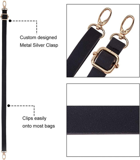 PandaHall DIY PU Leather Bag Knitting Set, Leather Bottom/26' Shoulder Strap/Bag Twist Lock/Flap Cover/Buckles for Crochet Handbag Tote, Black (7 ...
