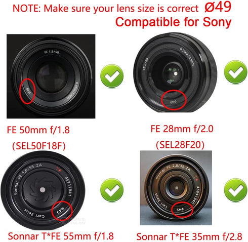 49mm Lens Cover Cap for Canon M50 M100 M6 w/ EF-M 15-45mm IS STM Lens, Sony RX1R w/ SEL 18-55mm, NEX-7 w/ E 55-210mm Lens (2 Packs)...
