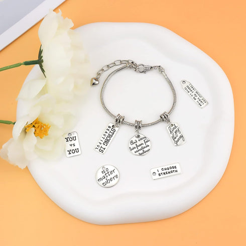 JIALEEY Motivational Charms, Wholesale Bulk Lots Inspirational Message Charm Pendants for Crafting, Jewelry Findings Making Accessory For DIY Neck...