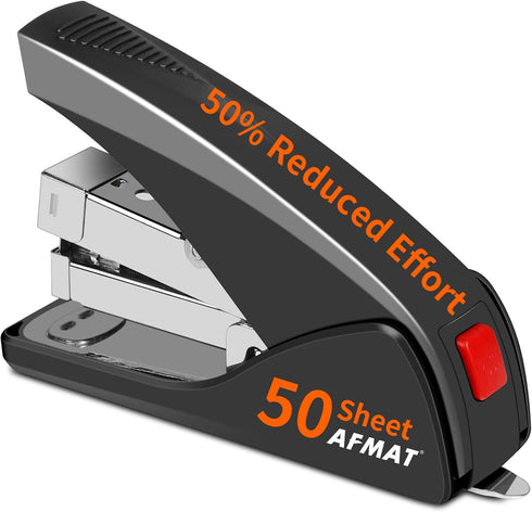Stapler for Desk, 50 Sheet Effortless Stapler, Desktop Stapler Staple with One Finger, Portable Handheld Ergonomic Stapler Heavy Duty, Built-in St...