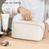 IMCUZUR Travel Makeup Bag Cosmetic Organizer for Women, Portable Skincare Bag for Traveling, Waterproof PU Leather Wide Open Make up Bag (White)...