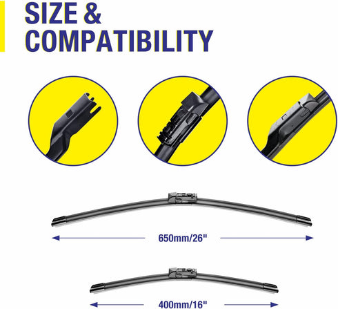3 Wipers 26"/16"/12" Replacement For SUBARU CrossTrek 2020 2019 2018 Impreza 2020 2019 2018 2017 (Set of 3), 26 Inch+16 Inch Windshield Wiper Blad...