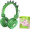QearFun Dino Headphones for Boys Kids for School,Kids Bluetooth Headphones with Microphone & 3.5mm Jack,Teens Toddlers Wireless Headphones with Ad...