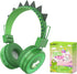QearFun Dino Headphones for Boys Kids for School,Kids Bluetooth Headphones with Microphone & 3.5mm Jack,Teens Toddlers Wireless Headphones with Ad...