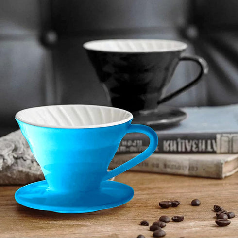 Pour Over Coffee Makers Ceramic Coffee Dripper (Size02 Blue)...
