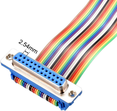 uxcell IDC Rainbow Wire Flat Ribbon Cable DB25 Female to DB25 Female Connector 2.54mm Pitch 11.8inch Length...