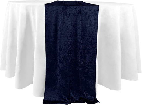 Koyal Wholesale Velvet Table Runner - Extra Long, Farmhouse Style, Velvet Linen (19 x 120-Inch, Navy Blue)...
