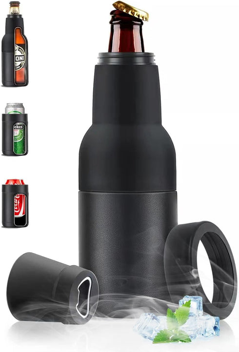 14 oz. Beer Bottle and Can Cooler with Beer Opener,3 in 1 Can Cooler, Slim Can Beer Bottle Insulators Holder, Double Walled Stainless Steel Insula...