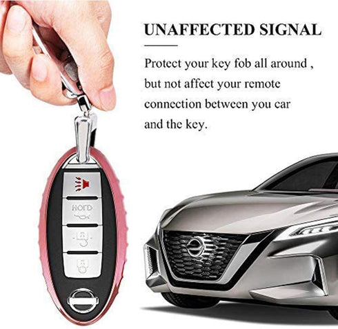 QBUC Car Key Cover, 3 4 5 Button Case Key Fob Cover with Key Chain, Replacement Key Fob(Pink)...