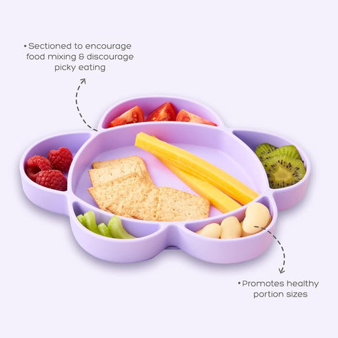 grabease Silicone Suction Plate for Baby & Toddler Self-Feeding, 6-Section Dish With Stay-Put Grip, BPA and Phthalates-Free, Dishwasher and Microw...