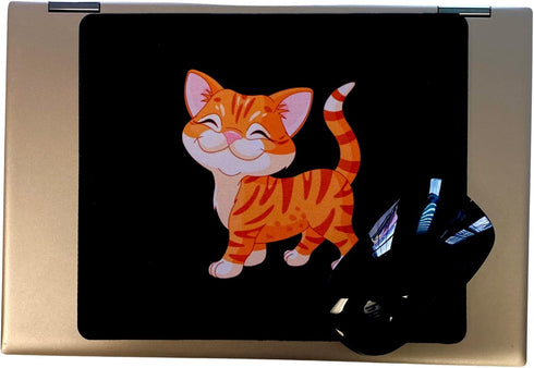 Happy Orange Cat Design Mouse Pad – Elevate Your Workspace! 9.25" x 8" Neoprene Mousepad...