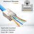 Shielded RJ45 Cat6 Cat 6A Connectors - Pass Through Connector Gold Plated 3 Prong 8P8C Modular Plugs for FTP/STP Stranded Ethernet Cable & Solid W...