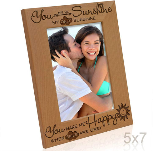 KATE POSH - You are My Sunshine, My only Sunshine, You Make me Happy, When Skies are Grey - Engraved Solid Wood Picture Frame (5x7 Vertical)...