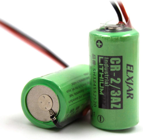 elxjar (2-Pack) 3V 1100mAh CR17335SE-R PLC Lithium Battery, Replacement for SANYO CR17335SE-R, CR17335 with Plug Wire, B9712T...