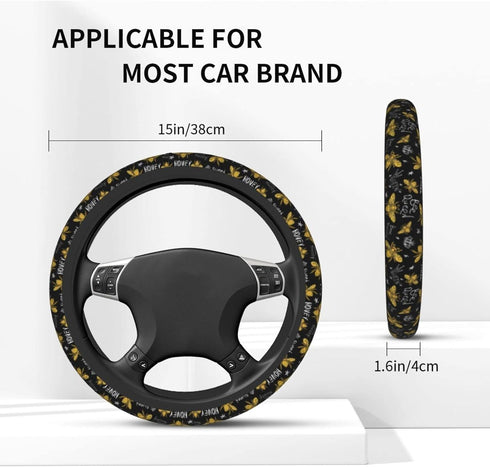 KiuLoam Honey Bees Car Steering Wheel Cover, Universal Fit 15 Inch Steering Wheel Cover Protector for SUV Sedan Vans Trucks for Women Men...