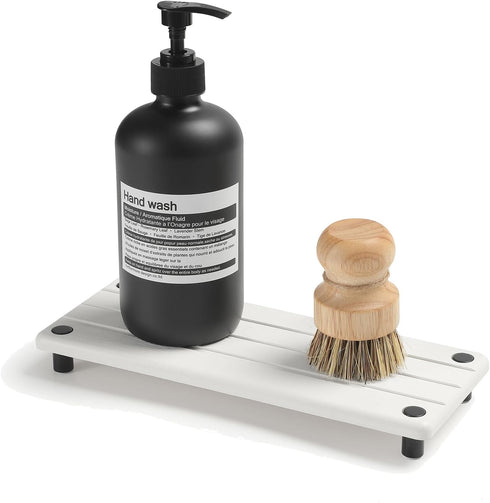 Instant Dry Sink Caddy Kitchen Sink Organizer, Quick Drying Diatomaceous Earth Stone Sink Tray Sponge Holder Soap Dish, Bathroom Countertop Vanity...