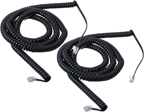 iMBAPrice (Pack of 2) 3 to 25 Feet Black Coiled Telephone Phone Handset Cable Cord (Value Pack)...