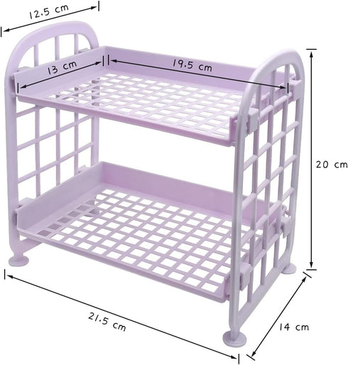UnnFiko 2-Layers Table Shelf Organizer, Adjustable Plastic Storage Rack Shelf Square Basket Desk Stand Table Storage Organizer Shelves (Green)...