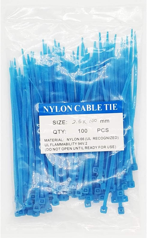4 Inch Blue Zip Ties (100 Pieces) 18lb Strength, Nylon Cable Wire Ties...