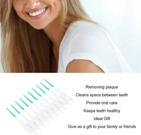 Interdental Brush, Floss Toothpick Brush Eliminate Bad Breath Portable Safe 200pcs Plaque Removal for Travel for Oral Care (Mint Green)...