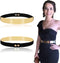 Women Elastic Mirror Metal Waist Belt Metallic Waistband,Golden, One Size...