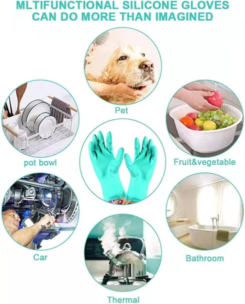 Dishwashing Rubber Gloves 3 Pairs, Aixingyun Non-Slip Household Laundry Kitchen Cleaning Gloves, Reusable PU Waterproof Latex Gloves Gift for Mom ...