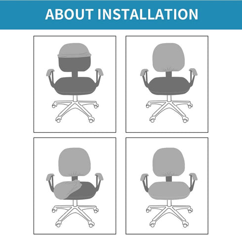 Printed Computer Office Chair Covers, Desk Chair Cover, Task Chair Slip Covers (Grey & Leaves)...