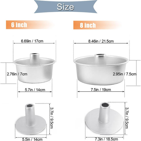 6 Inch Angel Food Cake Pan with Removable Bottom, Aluminum Round Tube Pan Chiffon Cake Mold Baking Tin...