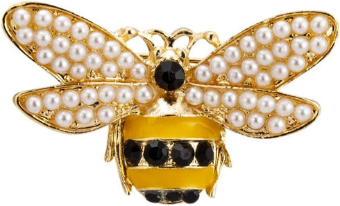 Knighthood Brooch Pin Yellow and Black Bee with Pearl Detailing Wing Brooch Lapel Pin Accessories for Men Women...