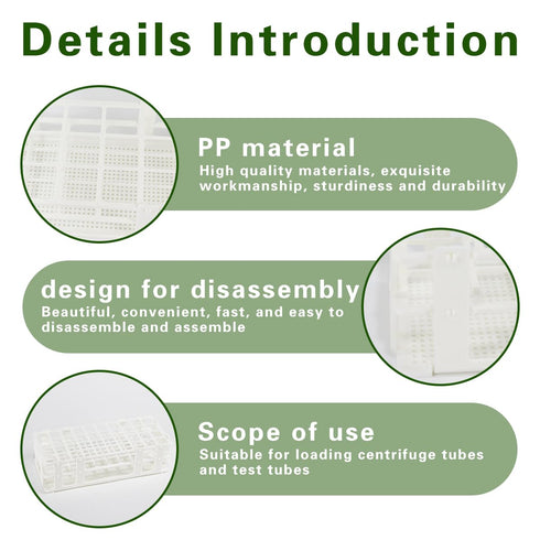 Plastic Test Tube Rack for 20mm, 40 Wells, White,Detachable (40 Hole)...