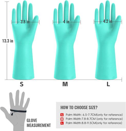 Rubber Kitchen Dishwashing Gloves: 4 Pairs Latex Free Reusable Household Cleaning Gloves for Washing Dishes...