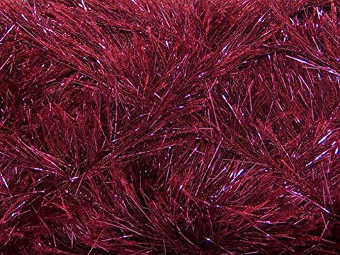 Large 100 Gram Skein Burgundy Pink Eyelash Dazzle Metallic Eyelash Yarn......