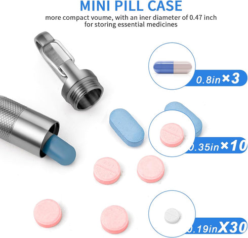 Small Titanium Pill Case,TISUR Keychain Pill Holder Travel Pill Box Container,Portable Pill Organizer Waterproof Metal Pill Case Bottle (Gray Tita...